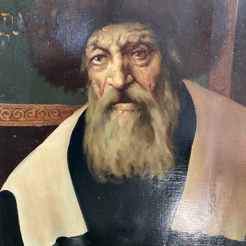 Antique Original Oil Painting SIGNED. Portrait of Jewish Rabbi,Orthodox Judaism